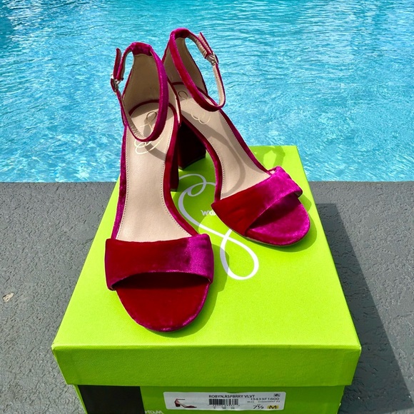 Sam Edelman Velvet Ankle-Strap Block Heel Sandals - Picture 9 of 13